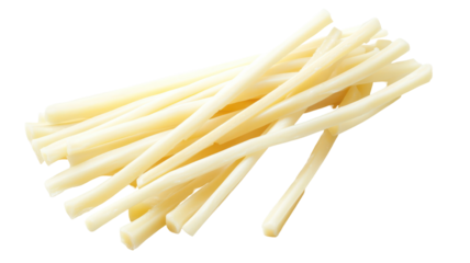 Pile of fresh ginger root julienned isolated on transparent background