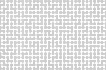 Seamless pattern with maze, dot, dots, polka, labyrinth, squiggle, line, square geometric texture. Abstract silver white grey design for fabric, wallpaper, print, banner, template, ornament, cover