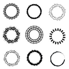 Fototapeta premium Set of round vector frames. For Ideal label designs. Vector illustration. Set of different black ornament on a white background.