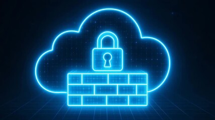 A digital cloud secured with a lock and firewall symbol, representing data protection and cybersecurity in the modern tech landscape. - Powered by Adobe