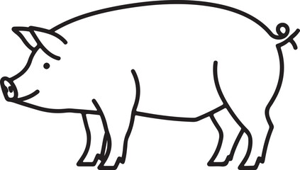Minimalist Pig Icon – Clean Line Farm Animal Illustration