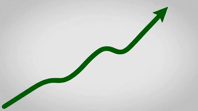 Abstract green arrow curving upwards on a light gray background, symbolizing growth and progress