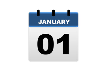 january 01 calendar icon new year's day reminder isolated vector graphic