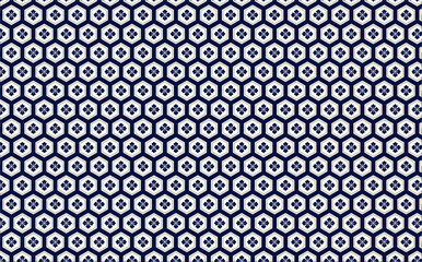 日本の伝統的な紋様素材。花菱亀甲繋ぎのシームレスな和風デザイン素材。