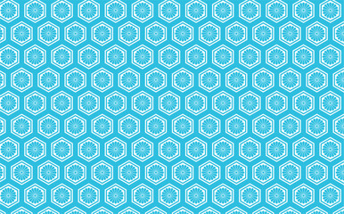 日本の伝統的な紋様素材。菊亀甲繋ぎのシームレスな和風デザイン素材。