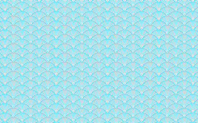 日本の伝統的な青海波を使ったシームレスな和風デザイン素材