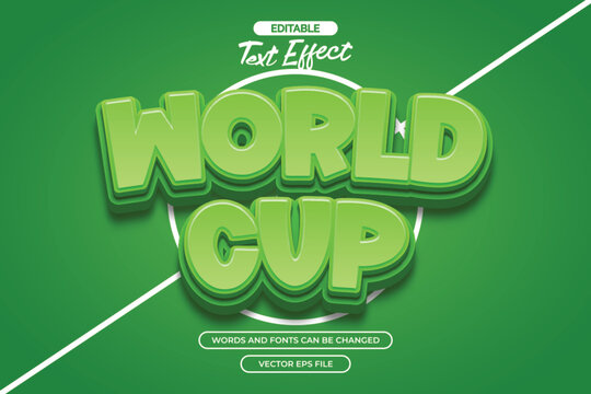 World cup editable text effect with 3d green text style