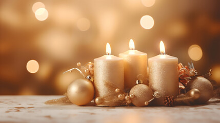 christmas candle and decorations