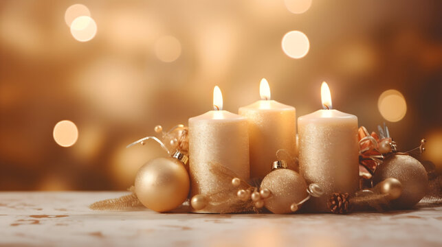 christmas candle and decorations