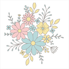 Pastel Floral Bouquet Illustration in Soft Minimal Style