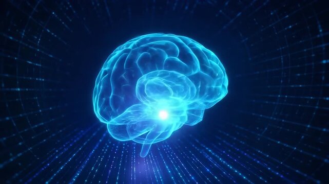 A vibrant illustration of a human brain in a digital universe, highlighting cognitive processes and neural connections. - Powered by Adobe