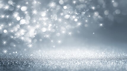 Fototapeta premium Sparkling Silver Glitter Background with Bokeh Lights and Shimmering Effect for Festive Designs
