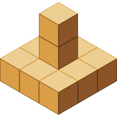 Isometric Cubes Stacked Structure In Earth Tones With Soft Shadows And Transparent Background Perfect For Digital Design Projects