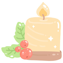 Cute Christmas Candle Illustration 