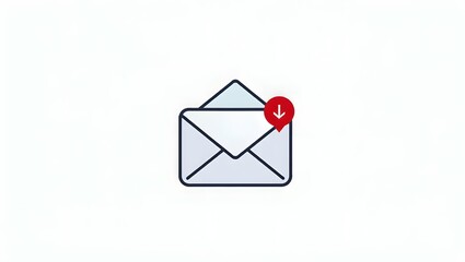 Vector icon of an inbox with message alert, simple flat design