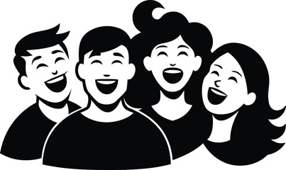 Group of people laughing silhouette
