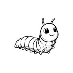 Cute smiling caterpillar cartoon line art illustration.