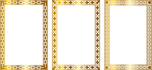 Symmetrical decorative ornament border swith golden vintage byzantine sryle elemens