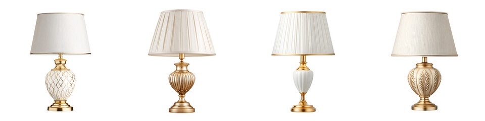 Elegant Table Lamp Collection: Classic Lighting Fixtures on White