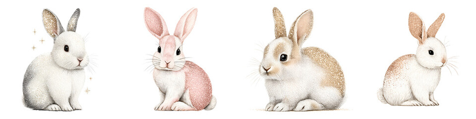 Watercolor Bunny Set: Cute Rabbit Illustrations for Easter and Spring