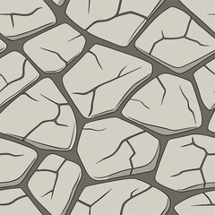 Cracked Stone Pavement Texture Seamless Pattern Backdrop Tiling Design Exterior Stone Wall Flooring Graphic Background Art