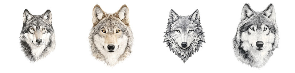 Fototapeta premium Wolf Head Portraits - Graphic Art Collection