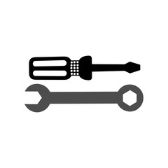 Car service sign icon. Gray and black repair sign. Vector illustration.