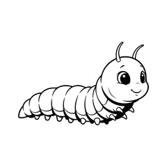 Cute caterpillar illustration with big eyes and a happy smile.