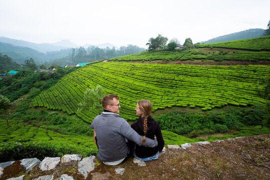 Tourists in Munnar tea plantations India