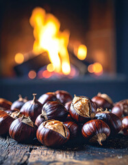 ch&acirc;taignes &agrave; griller &agrave; la chemin&eacute;e