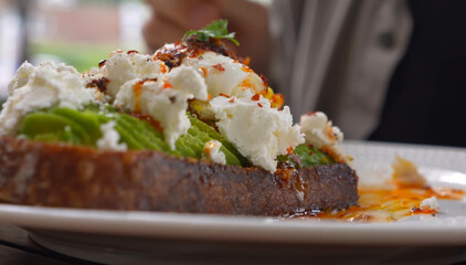 cheese sandwich in a café