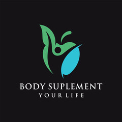 human body and apple logo design, for suplement company icon, with natural graphic concept