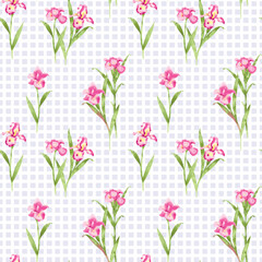 seamless pattern with pink flowers