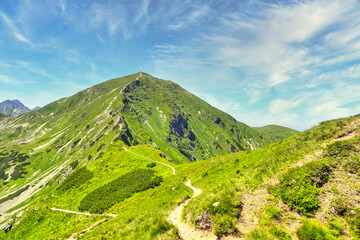 mountain landscape with blue sky and clouds