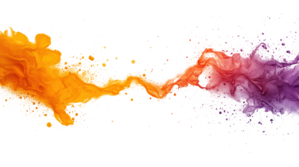 Vibrant Brush Strokes with Colorful Gradient on Transparent Background