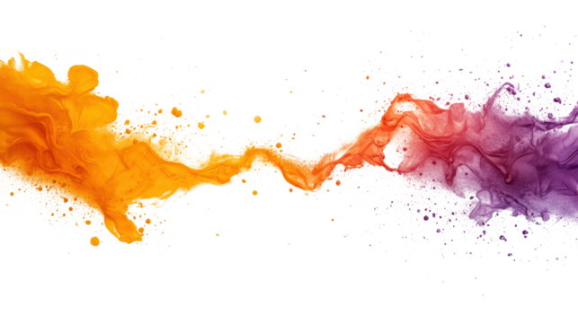 Vibrant Brush Strokes with Colorful Gradient on Transparent Background