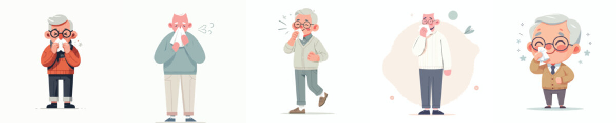 vector of a grandfather sneezing
