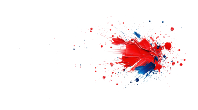 Red and Blue Brush Strokes on Transparent Background