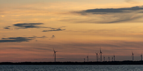 wind turbine at sunset