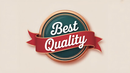 A vintagestyle badge with the words best quality on a red ribbon, set against a soft cream background, conveying a sense of premium and assurance