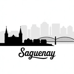 Naklejka premium ‎Saguenay Quebec Skyline Silhouette — Riverside Quebec City Vector Illustration