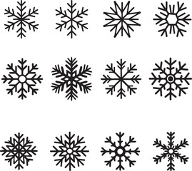 set of Snowflake vector illustration symbol graphic 