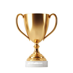 Shiny gold trophy on clear background