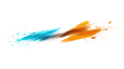 Vibrant Brush Strokes in Blue and Orange on Transparent Background