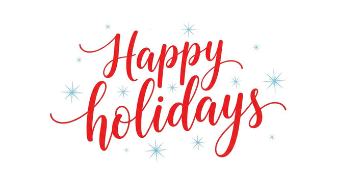 Happy holidays text in red color isolated on transparent background, a festive greeting for the holiday season