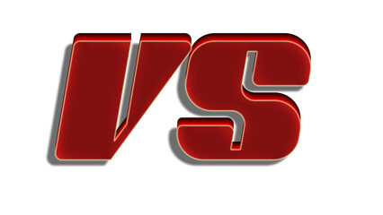 Bold 3D red VS letters design isolated on white background, modern typography for versus, competition, gaming, sports, or battle concepts, realistic glossy style illustration