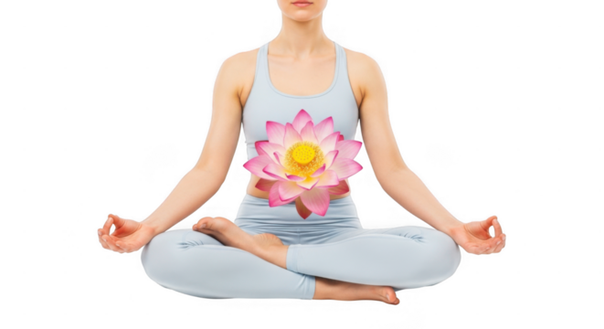 Yoga lotus pose isolated on transparent background