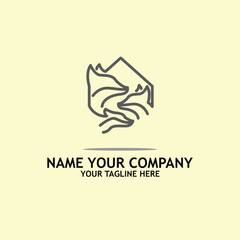 Fox in mountain logo simple icon design illustration