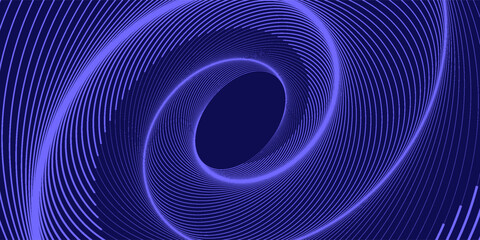 Fototapeta premium Abstract blue background with glowing curved lines. Shiny blue swirl curve lines design. Spiral lines. Geometric oval pattern. Futuristic technology concept. Vector illustration