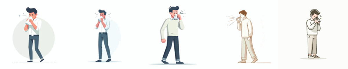 vector of a man sneezing